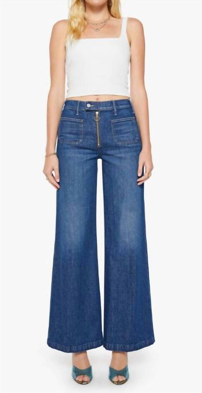NEW MOTHER hustler roller patch zip heel jeans in made in the shade